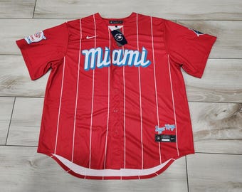 NWT Nike Miami Marlins Sugar kings MLB baseball jersey 2XL red city connect