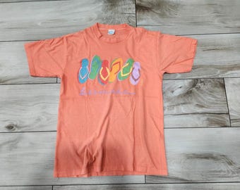 Vtg Bermuda sandals coral Single Stitch T-Shirt Mens 80s 90s Medium tourism