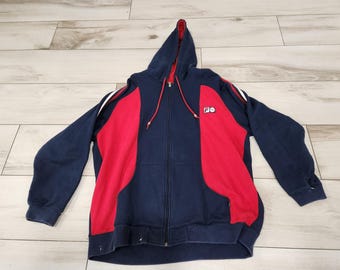 Mens Vintage FILA USA Navy & Red Hoodie zipper sz XL
