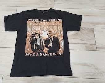 Camiseta para hombre Jay-Z Kanye West 2011 Watch The Throne Double Sided Tour