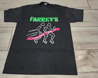 Mens Vtg 90s Farrays Corporate run T Shirt Single Stitch FOTL Large Neon
