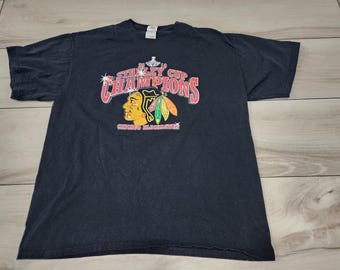 vtg Chicago Blackhawks Shirt Mens XL NHL Hockey Stanley Cup Champions