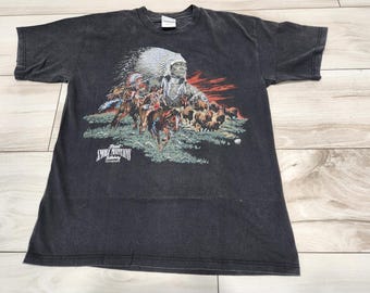 vtg Great Smokey Mountains Shirt Men Large Black Graphic Made USA Tennessee