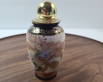 Vintage Air Flam Lighter, Made in W Germany, Asian Influenced, Hand Painted, Porcelain, Peacock, Cherry Blossom, Gold AccentsTobacciana