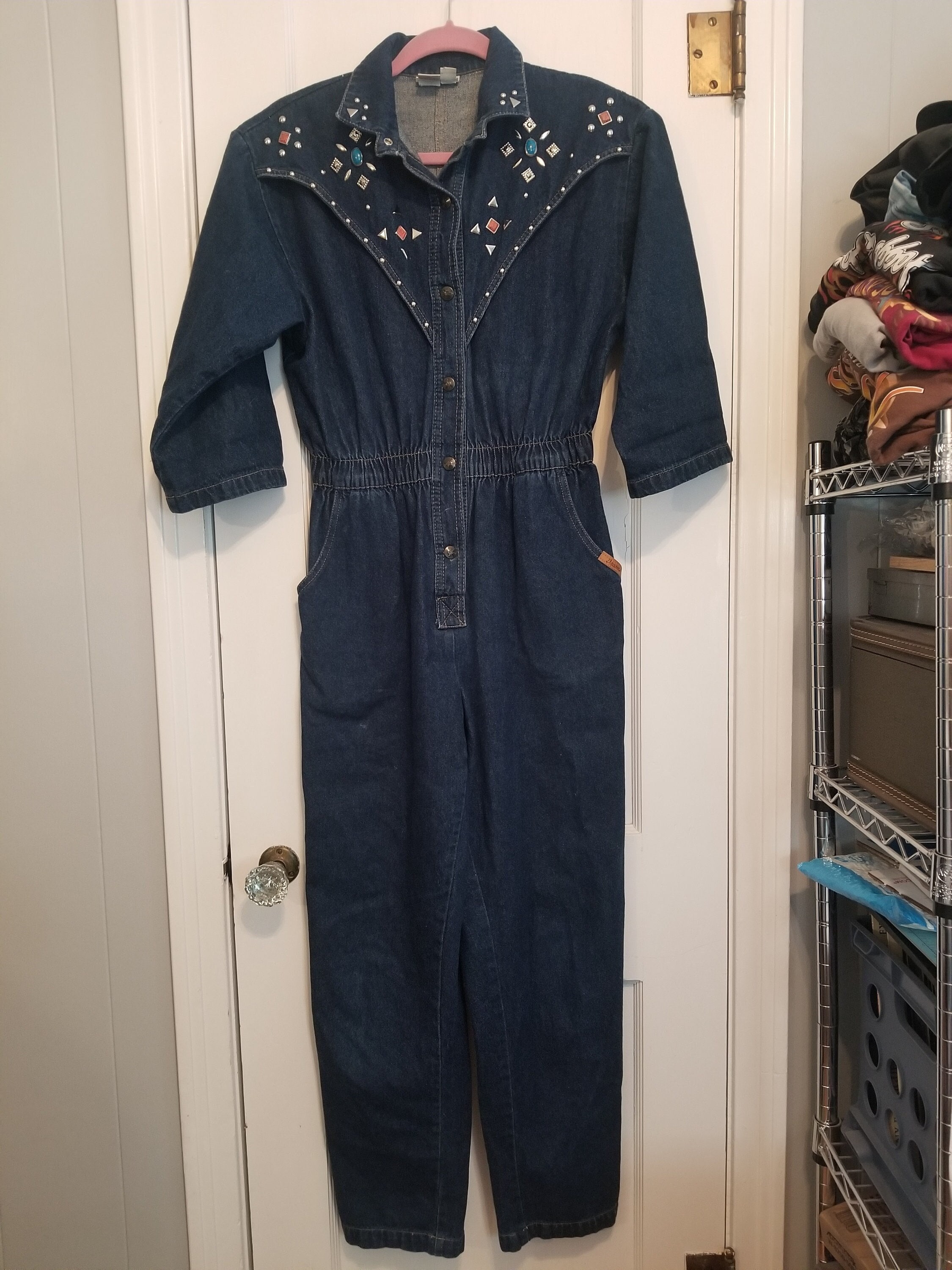 Vintage sales denim jumpsuit