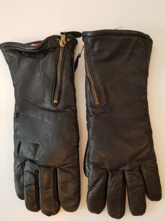 Vintage Hondaline Black Leather Gloves, American H