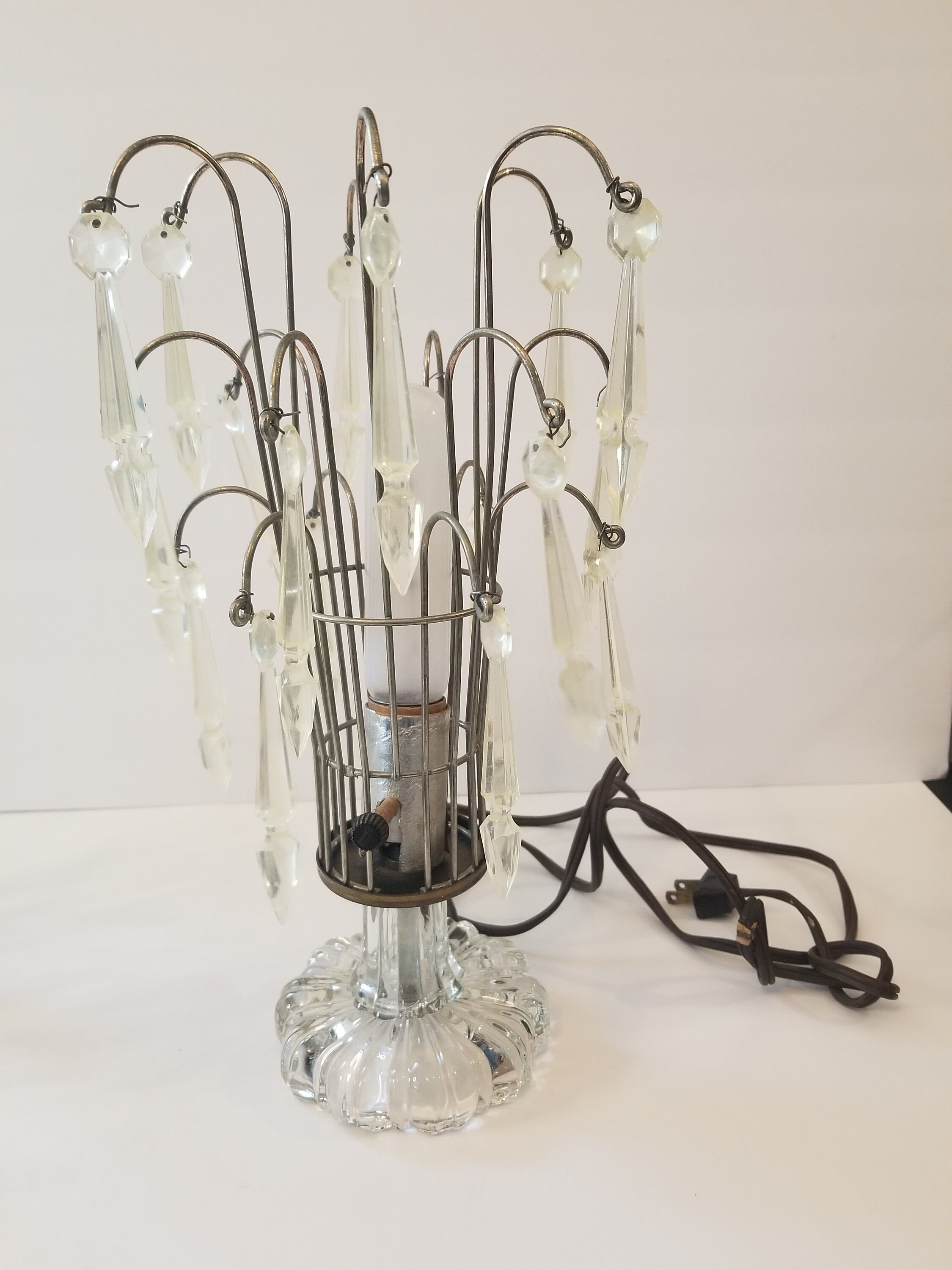 Vintage Art Deco Bedside Table, Makeup Table Lamp and Extra Shade