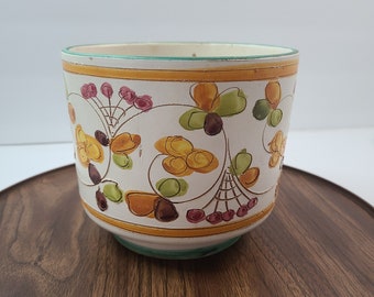 Vintage Hand Painted Italian Pottery Planter, Rustic, Floral, Fruits, Houseplants, Decor, Garden, Italy