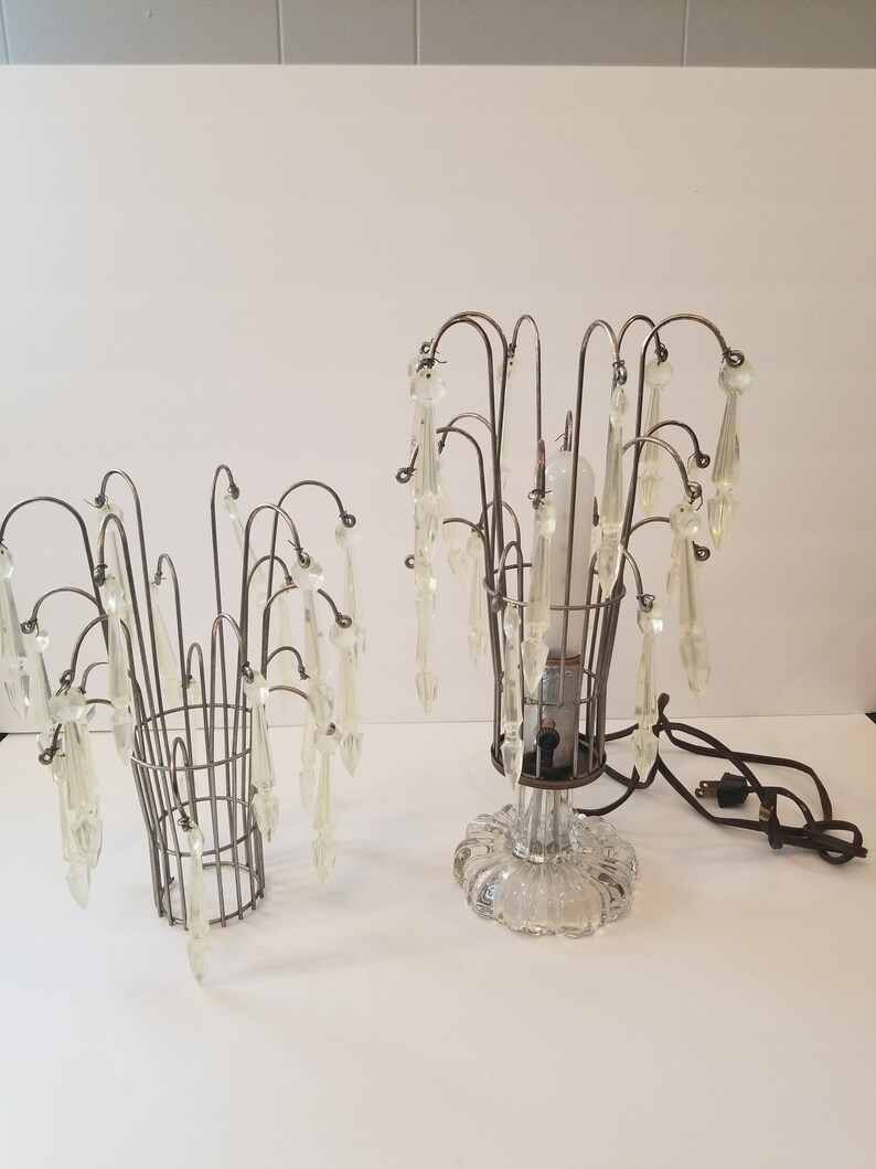 Vintage Art Deco Bedside Table, Makeup Table Lamp and Extra Shade