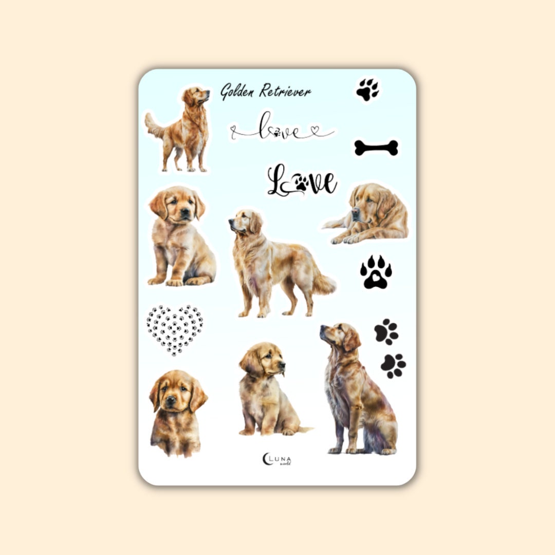 Golden Sticker Sheets Sticker Sheet GOLDEN RETRIEVER Scrapbook Stickers, Bullet Journal ...