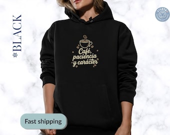 スペインコーヒープリントのレディースパーカー – カフェ・パシエンシア・イ・キャラクター スウェットシャツ – エンパワーメントライフスタイルパーカー – Bella Canvas 3719