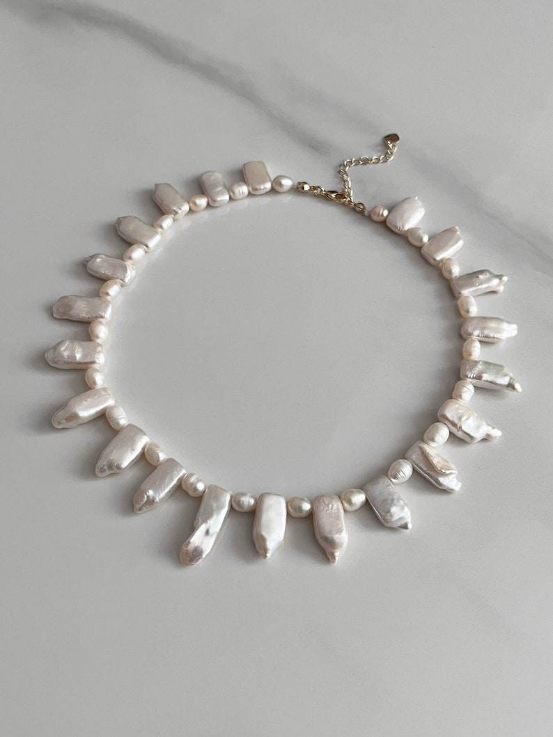 Fancy pearl necklace, baroque pearls, evening necklace image 2