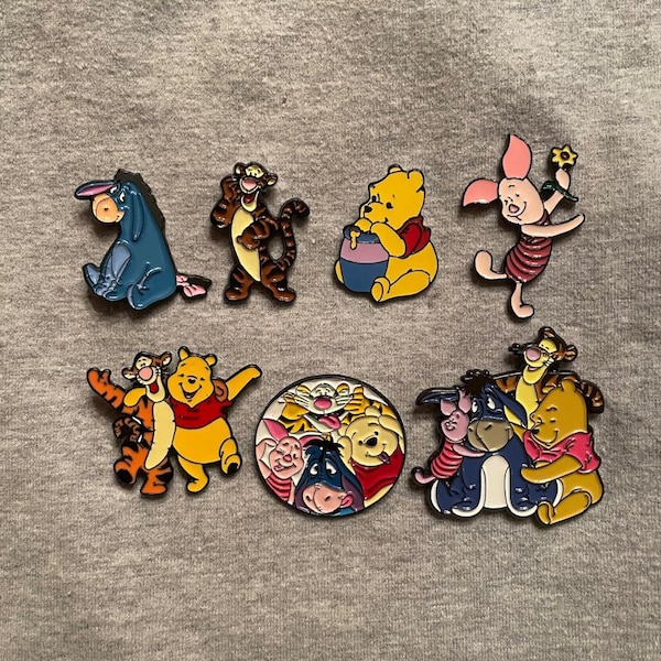 Winnie The Pooh and friends enamel pins.