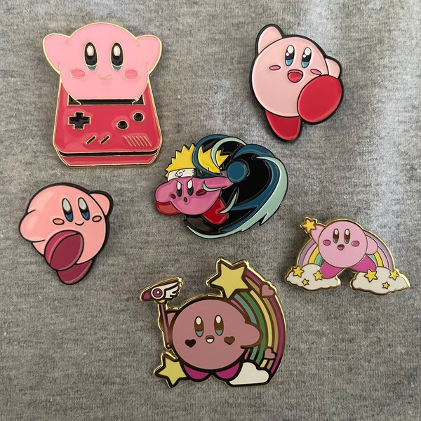 Kirby enamel pins. Cute Kirby pins. Kirby enamel backpack pins