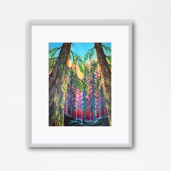 Kaleidoscope Dreams - Art Print / Forest Art / Rainbow Art / 5x7, 8x10 inch Print