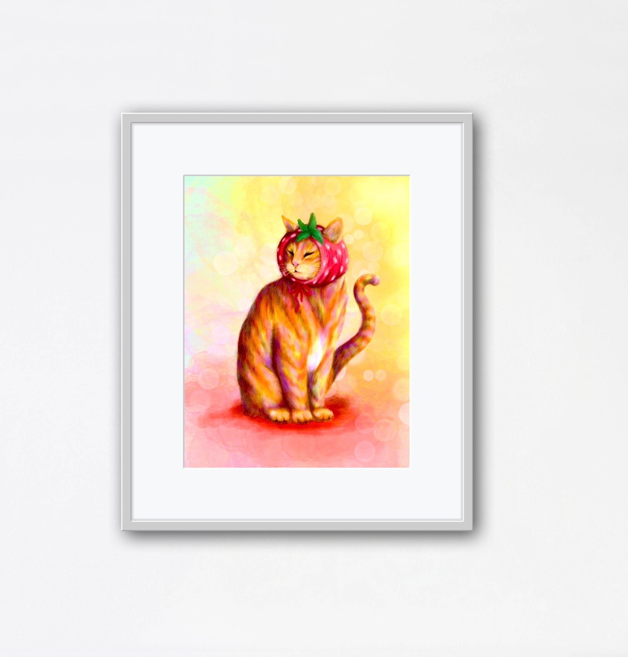 Cat Drinking Strawberry Milk Photographic Print for Sale by