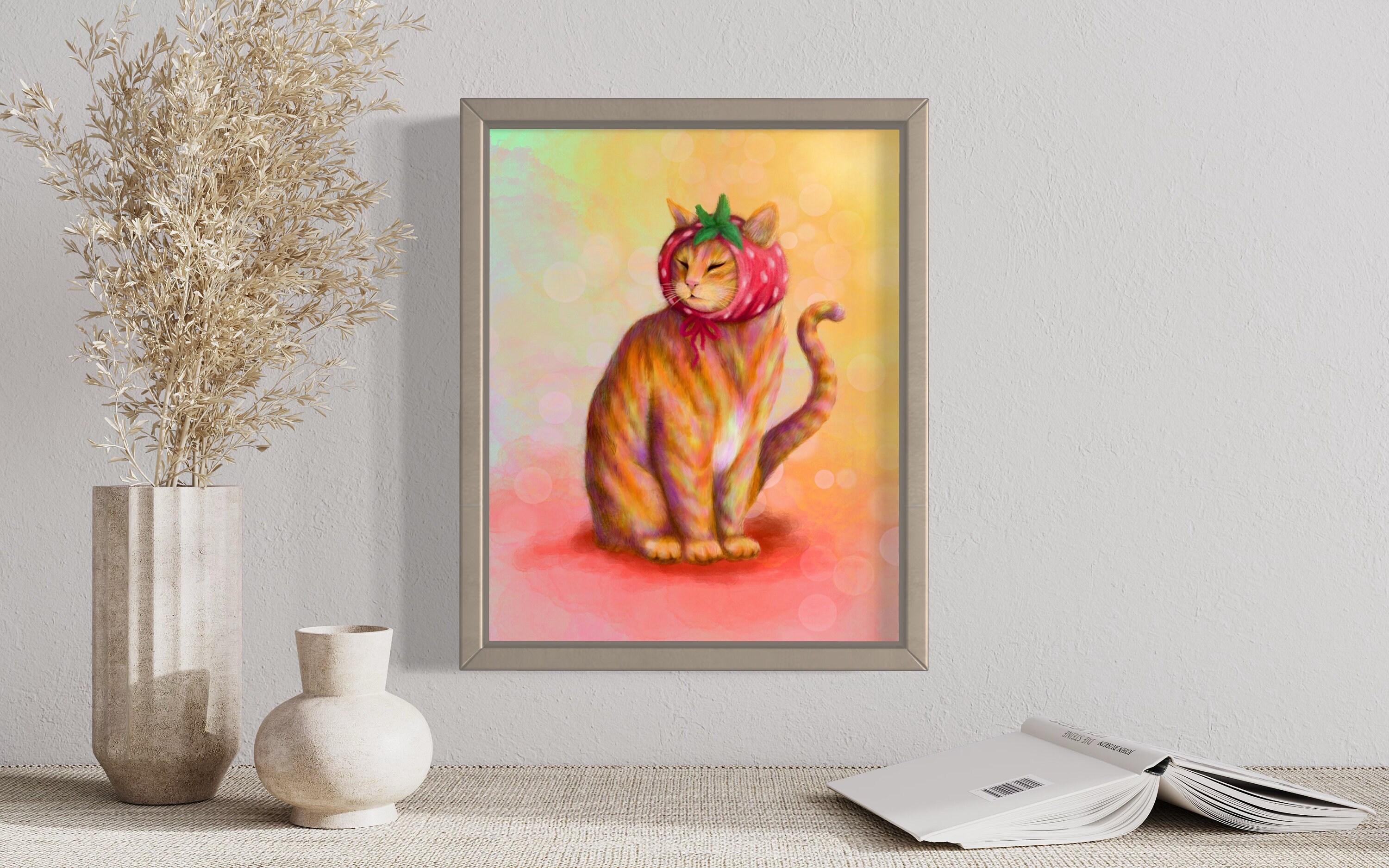 Cat Drinking Strawberry Milk Photographic Print for Sale by