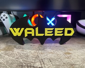 Personalized 3D Printed Bat Name Plate - Custom Superhero Door Sign