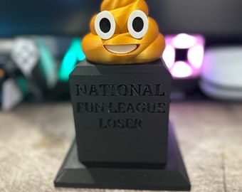3D Printed Poop Emoji 'Loser' Trophy: Celebrate Defeat with a Touch of Humor!