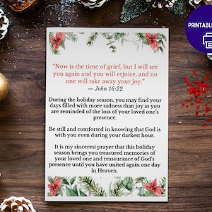 Biblical Christmas Bereavement and Loss Card | Holiday Sympathy/Supportive Holiday  Bereavement Card | Sympathy Card | Condolence Card