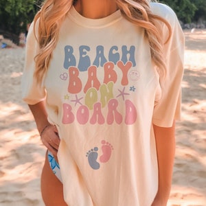 Koszulka Comfort Colors Beach Pregnancy Announcement Summer Gender Reveal Tropical Cruise Vacation Maternity t-shirt Nautical Baby Shower tee