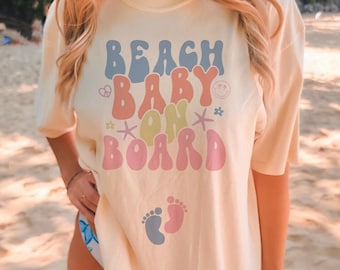 Comfort Colors Beach Pregnancy Announcement Shirt Summer Gender Reveal Tropical Cruise Vacation Maternity t-shirt Nautical Baby Shower tee