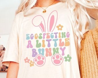 Eggspecting maternity shirt easter pregnancy announcement shirt spring baby shower t-shirt expecting little bunny gender reveal expecting t