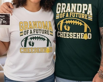 Future Cheesyhead Family Shirts, Green Bay Football Pregnancy Announcement, Grandma Grandpa Baby Reveal Shirts