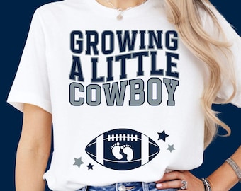 Dallas Texas Football Pregnancy Shirt Growing a Little Cowboy Baby Boy Announcement Tee Expecting Mom Gift Sports Pregnancy