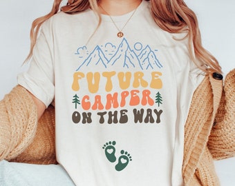 Camping Pregnancy Announcement Shirt Future Camping Buddy Shirt Hiking Adventure Baby Reveal Future Camper On The Way Pregnancy Reveal tee