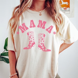 Comfort Colors Rodeo Mama Shirt Western Mama Shirt Rodeo Shirts for Women Pink Rodeo Shirt Mothers Day t-Shirt Gift for Mom Country Mom tee Ivory