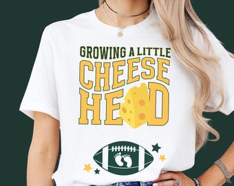 Green Bay Football Pregnancy Announcement Shirt Growing a Little CheesyHead Baby Reveal Expecting Mom Football Tee