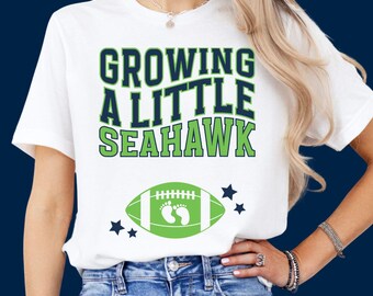Growing A Little Seahawk Shirt, Seattle Football Pregnancy Announcement TShirt, Football Baby Reveal to Husband, Gift for Expecting