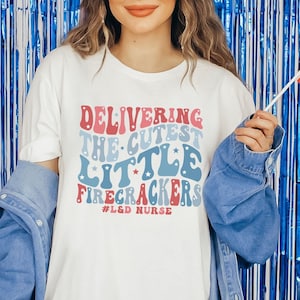 4th of July Labor and Delivery Fourth of July L D T-Shirt Retro Independence Day Labor Nurse T Shirt Patriotic L and D Nursing Gift Tee