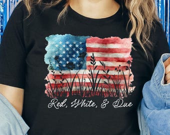Personalized Red White Due Pregnancy Shirt, Patriotic Baby Announcement Tee, Custom Baby Name Maternity Shirt