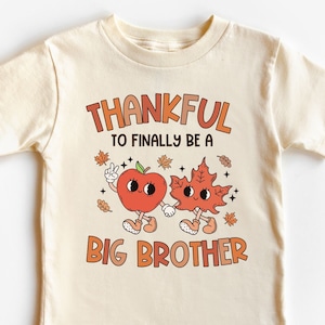 Agradecido Gran Hermano Camisas familiares a juego, Otoño Acción de Gracias Gran Hermano Hermana Camiseta, Segundo Anuncio de Embarazo Regalo de Revelación de Género