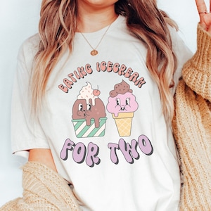 Eating For Two Ice cream Pregnancy Announcement Shirt Summer Baby Reveal T-Shirt Spring Maternity T Shirt Gender Reveal Tee Gift for mom
