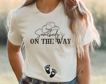 Western Pregnancy Announcement Shirt, Country Theme Baby Shower tshirt, Wild West Gender Reveal t-shirt, Boho Maternity Western Shirt