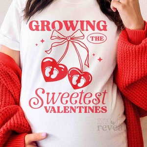 Twins Growing the Sweetest Valentines Shirt, , Valentine Pregnancy Announcement Shirt, Gift for Expecting Mom, Valentine&#39;s Day Maternity Tee