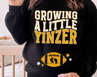 Pittsburgh Football Pregnancy Sweatshirt Growing a Little Yinzer Baby Announcement Crewneck Expecting Mom Gift Sports Pregnant Reveal