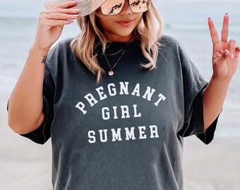 Pregnant Girl Summer Shirt Comfort Colors Beach Pregnancy Announcement T-Shirt Summer Pregnancy Shirt