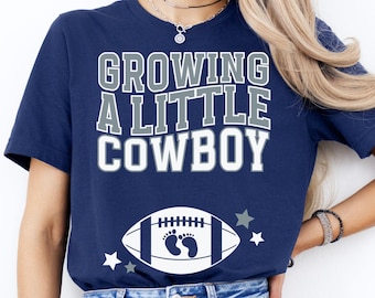 Dallas Texas Football Pregnancy Shirt Growing a Little Cowboy Baby Boy Announcement Tee Expecting Mom Gift Sports Pregnancy