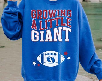 Growing A Little Giant Sweatshirt New York Football Pregnancy Announcement Crewneck Maternity Gift for New Expecting Sports Mom