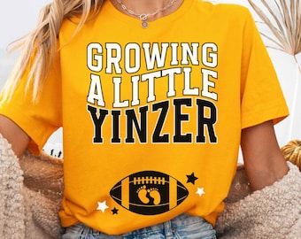 Pittsburgh Football Pregnancy Shirt Growing a Little Yinzer Baby Announcement Tee Expecting Mom Gift Sports Pregnant Reveal TShirt