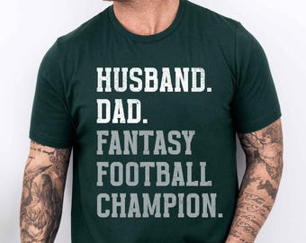 Dad Husband Fantasy Football Champion Shirt, Philadelphia Football Fan Tee, Funny Green Grey Game Day T Shirt for Men and Fathers Day Gift