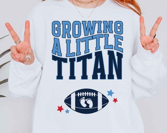 Tennessee Football Pregnancy Sweatshirt Growing A Little Titan Baby Announcement Mom To Be Crewneck Tennessee Fan Reveal to Husband