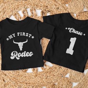 Custom Western First Birthday Party Shirts for Family My First Rodeo T-Shirt Personalized Cowgirls 1st Birthday Outfit Cowboy Themed TShirts