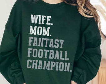 Mom Wife Fantasy Football Champion Sweatshirt, Philadelphia Football Crewneck, Funny Green Grey Game Day Sweater for Women, Mothers Day Gift
