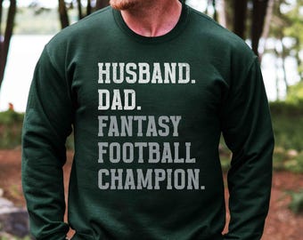 Dad Husband Fantasy Football Champion Sweatshirt, Philadelphia Football Crewneck, Green Grey Game Day Sweater for Men, Fathers Day Gift