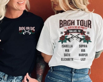 Camiseta personalizada para despedida de soltera, camisetas personalizadas para fiesta de despedida de soltera, camisetas personalizadas para fiesta de despedida de soltera, camisetas de fiesta de despedida de soltera con el concierto de rock "Til Death do us"